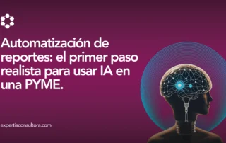 Silueta de una persona con el cerebro iluminado por una red neuronal, que representa la automatización de reportes como base para usar inteligencia artificial en una pyme
